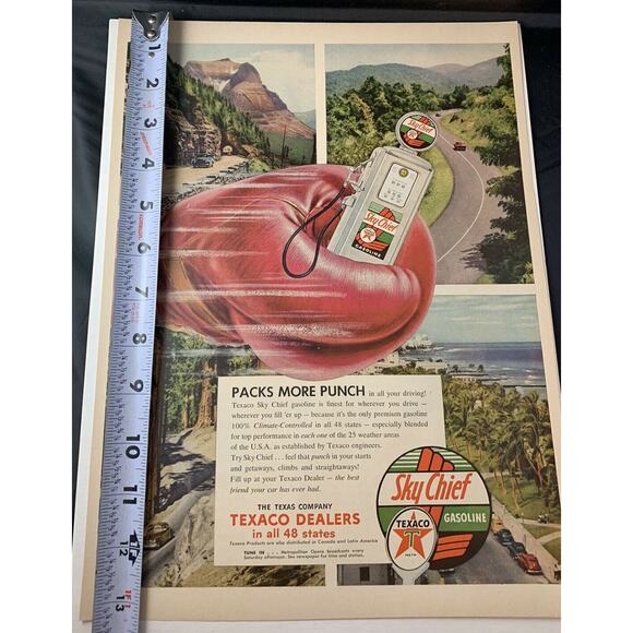 Vintage 1954 Texaco Sky Chief & 54 Ford Test Drive Vintage Magazine Print Ad EUC - Picture 5 of 5